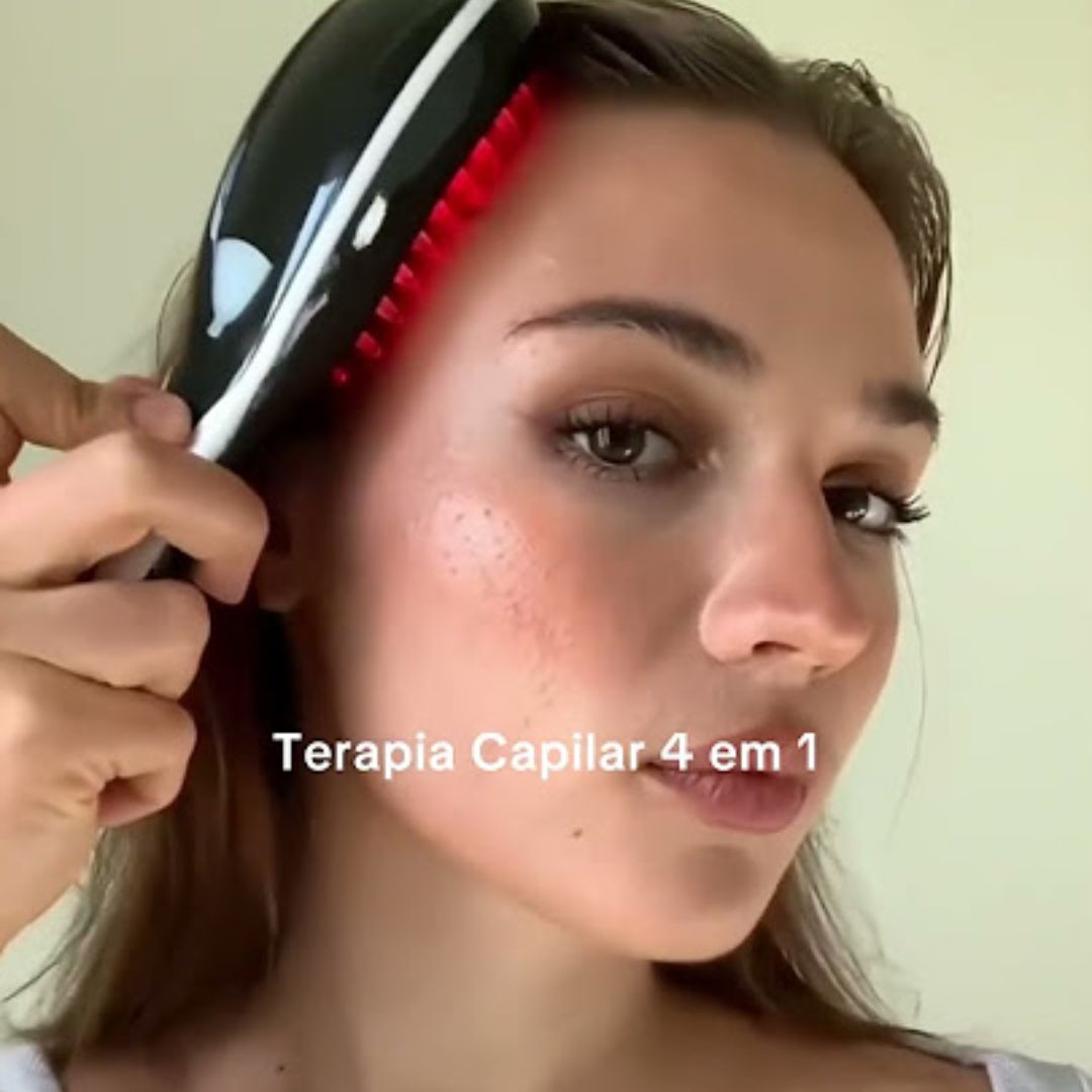 LED Hairbrush Serra Minas - Escova Portátil de Terapia Capilar 4 em 1