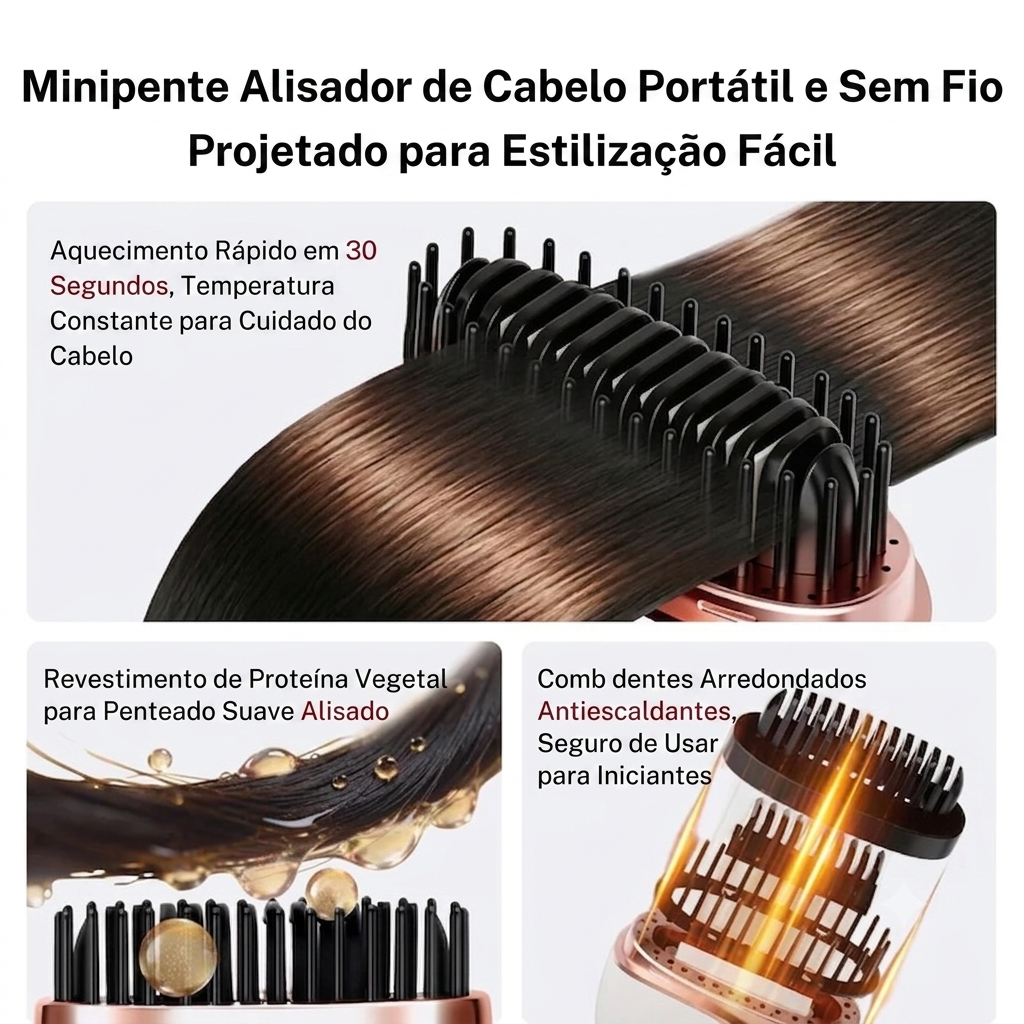Serra Brush - Escova Profissional Portátil Anti-Frizz