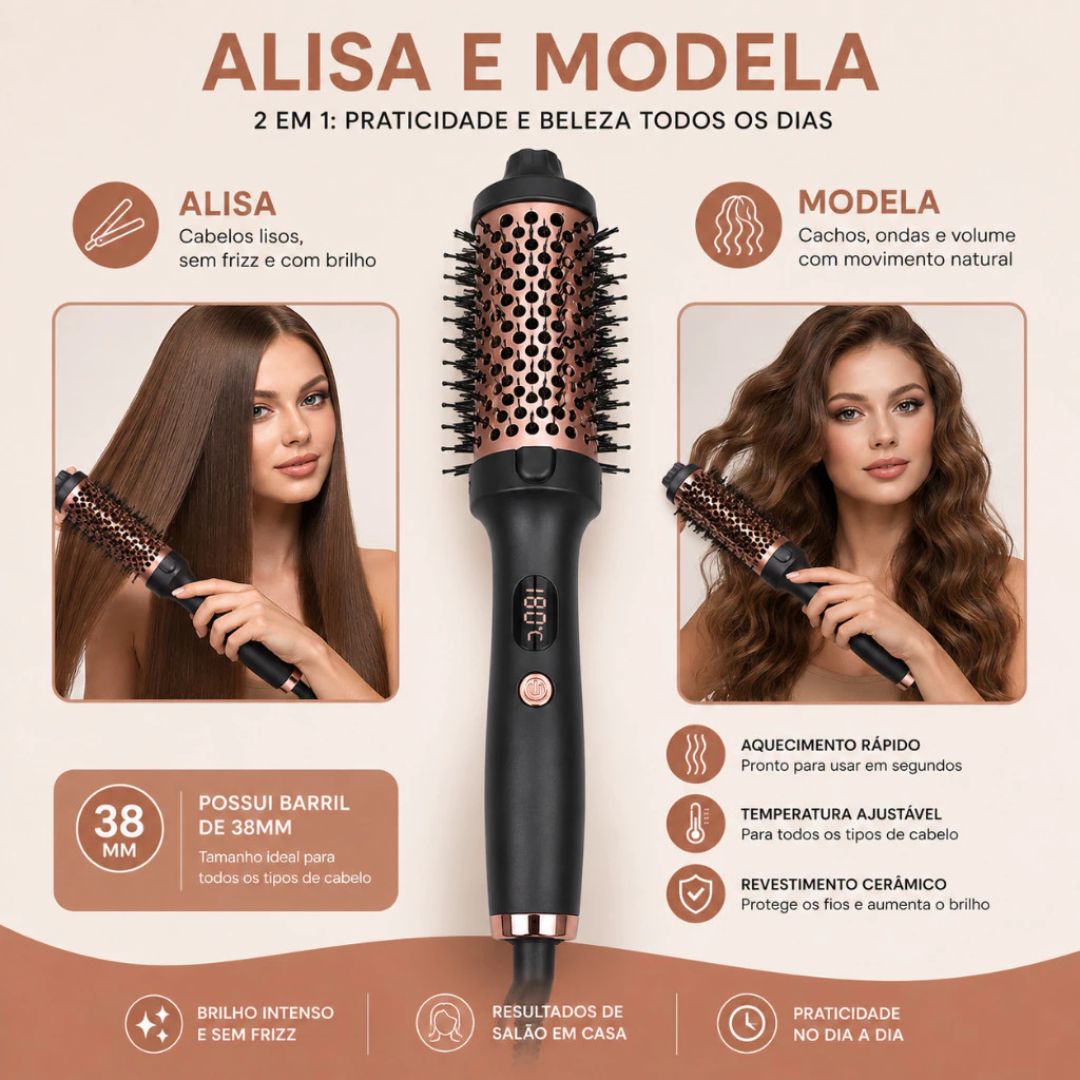 Thermal Brush - Escova Térmica Modeladora 2 em 1