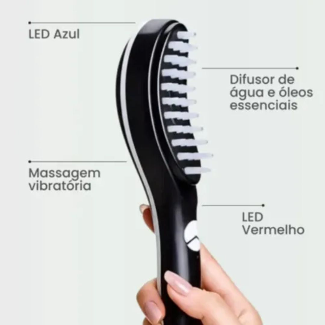LED Hairbrush Serra Minas - Escova Portátil de Terapia Capilar 4 em 1